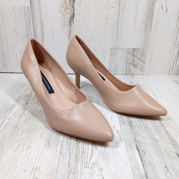French Connection Kate Tan Cream Flex Pumps Pointed Toe Heels #578 - Picture 5 of 11